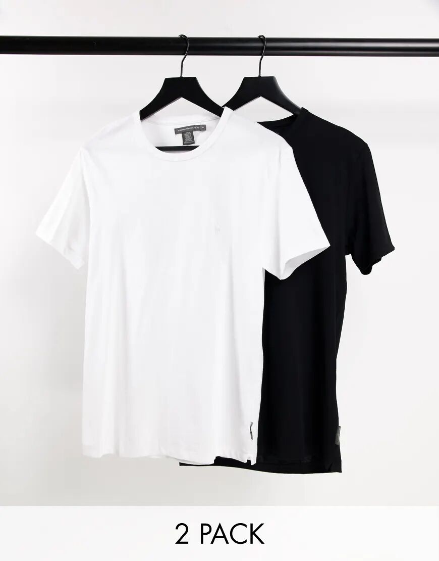 French Connection 2 pack crew neck t-shirt in black & white  Black