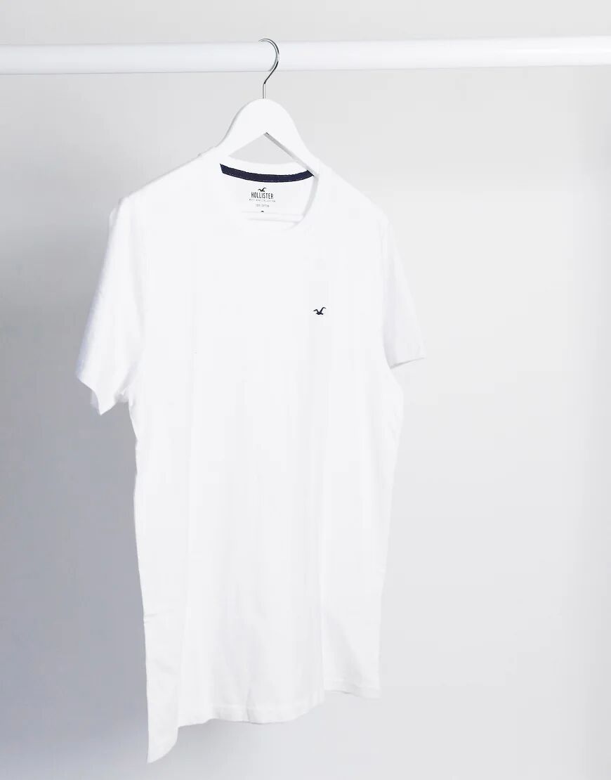 Hollister crew neck seagull logo t-shirt in white  White