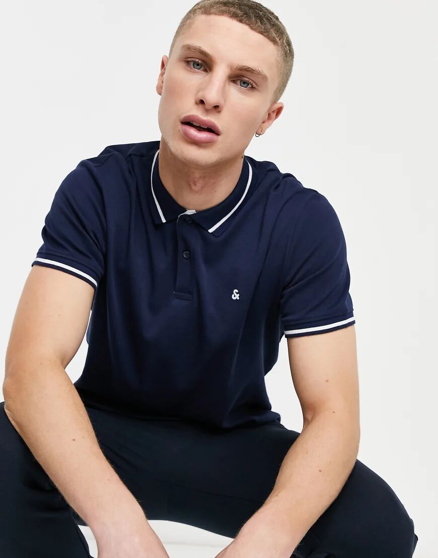 Jack & Jones Essentials jersey polo in navy  Navy