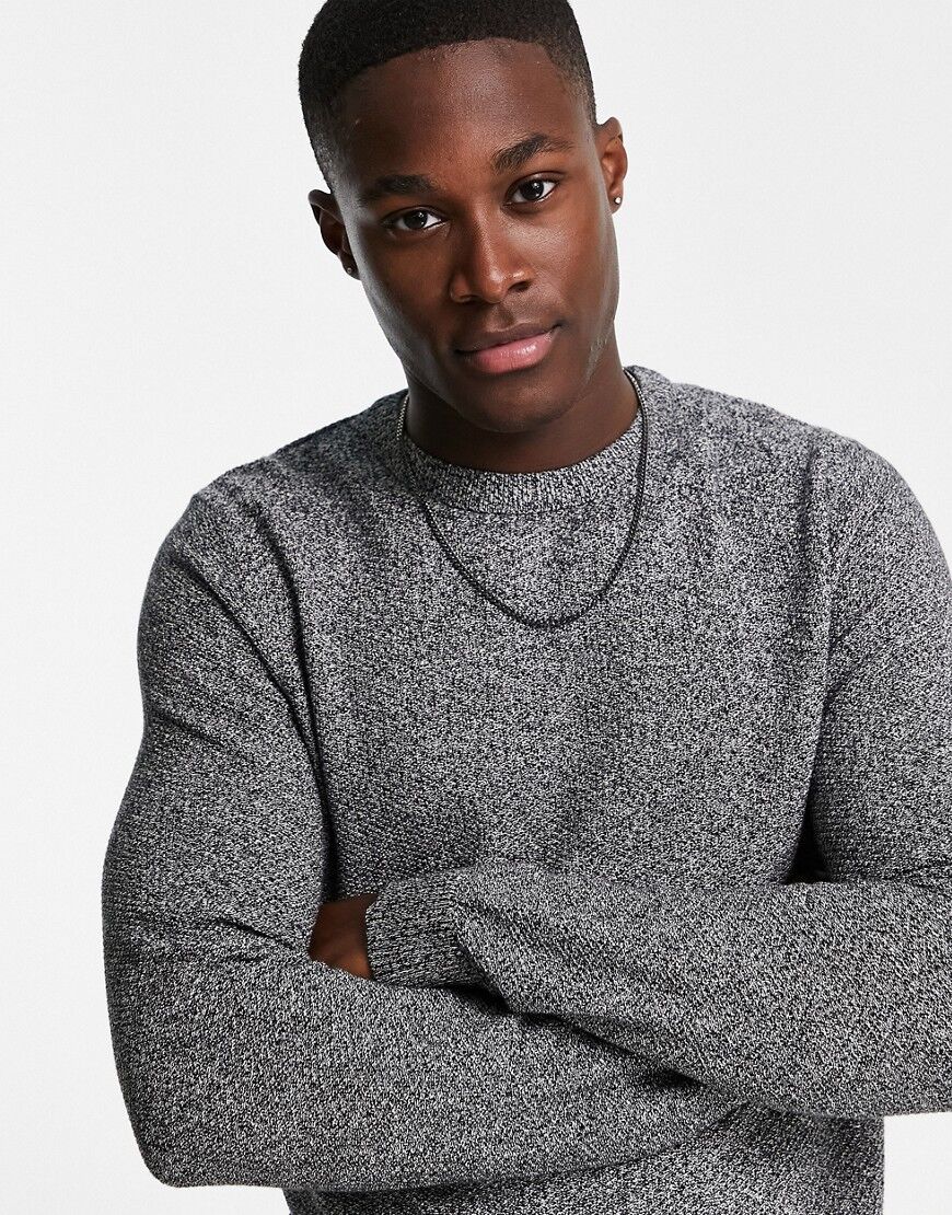 Jack & Jones Essentials jumper in crew neck texture grey  Grey