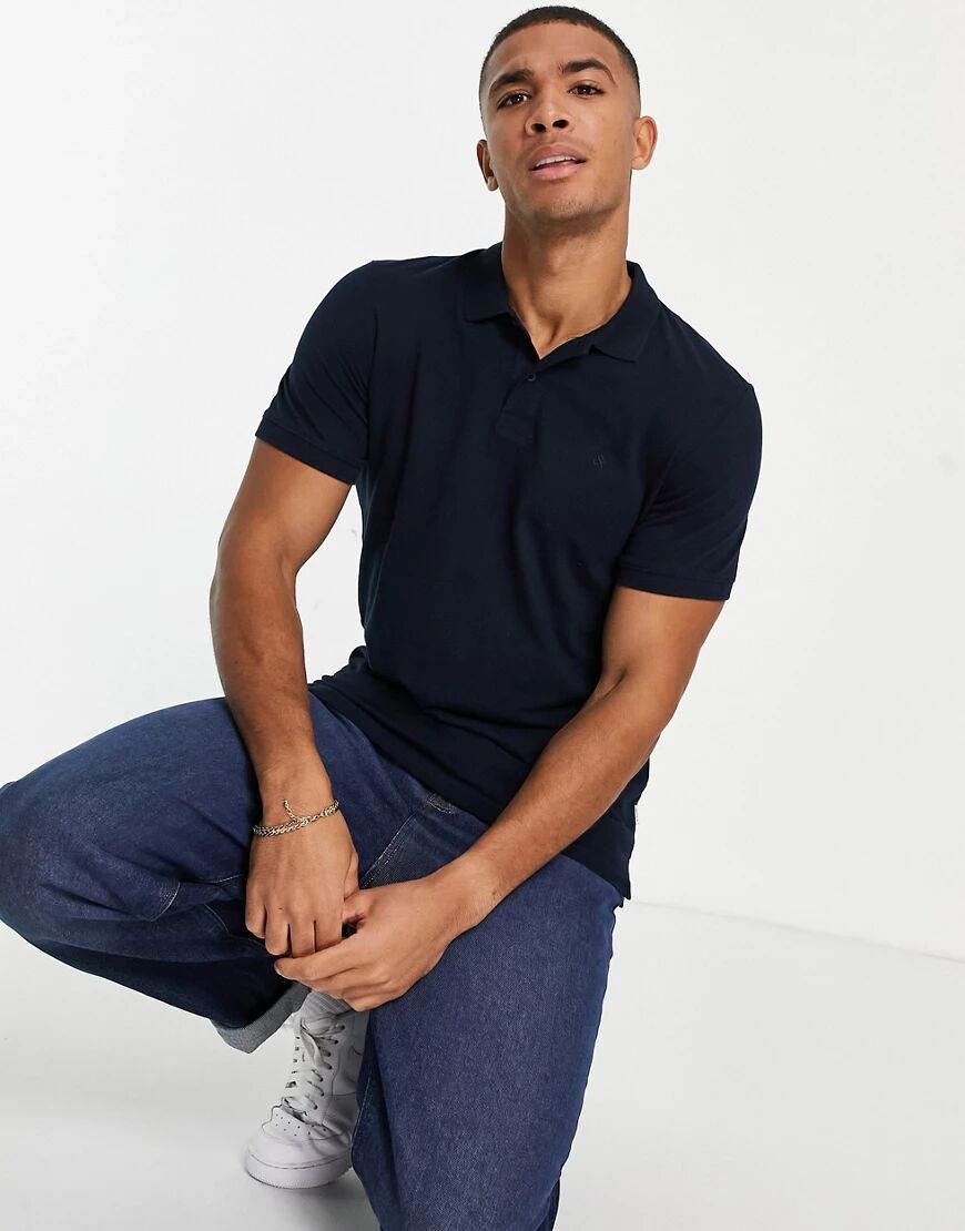 Jack & Jones Essentials slim fit pique logo polo in navy  Navy