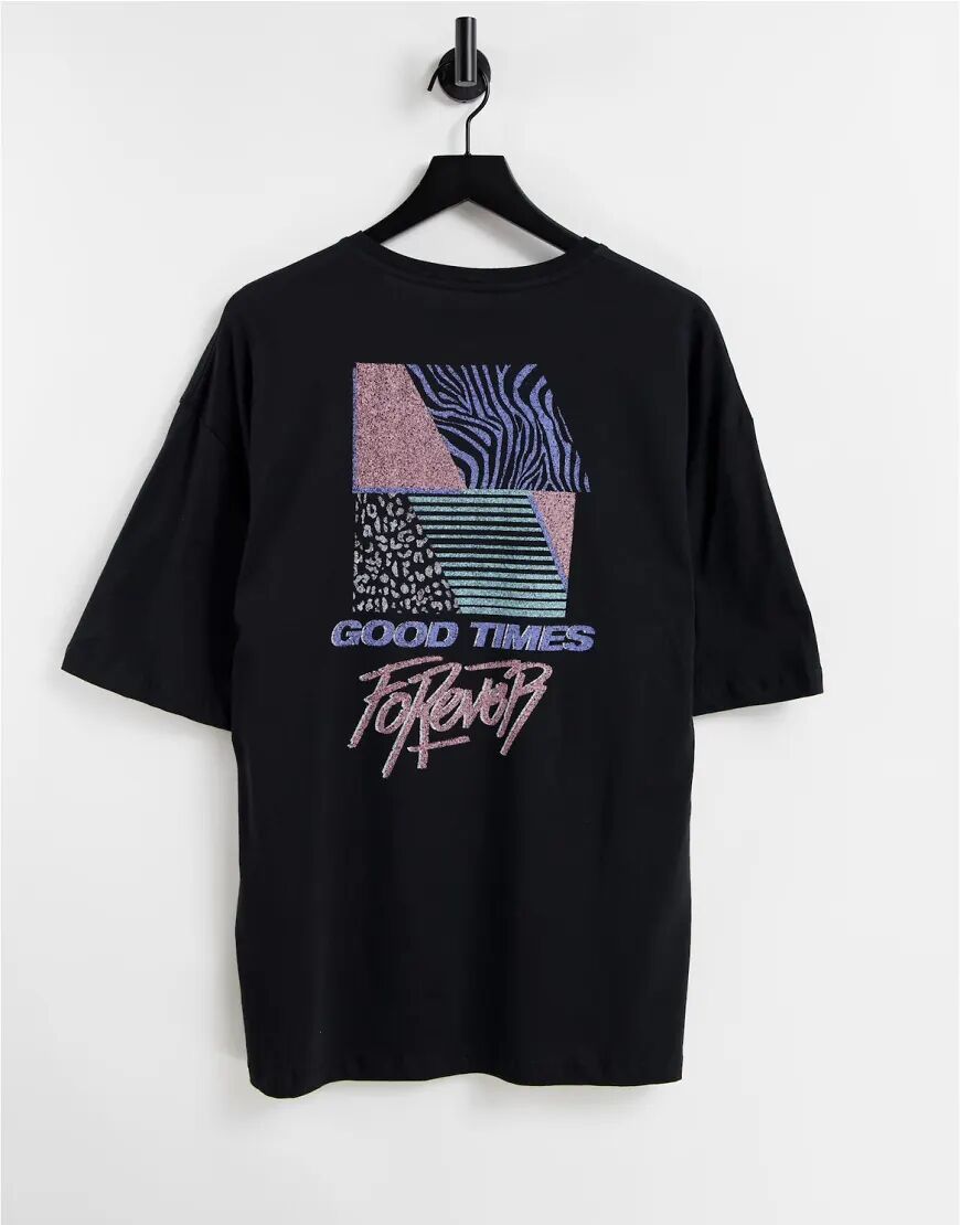 Jack & Jones Originals oversized t-shirt with 90s retro print in black  Black