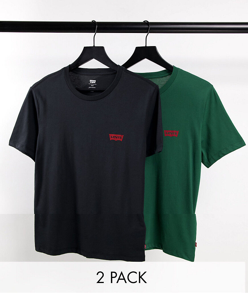 Levis Levi's 2 pack t-shirts in green/black with batwing logo exclusive to ASOS  Green