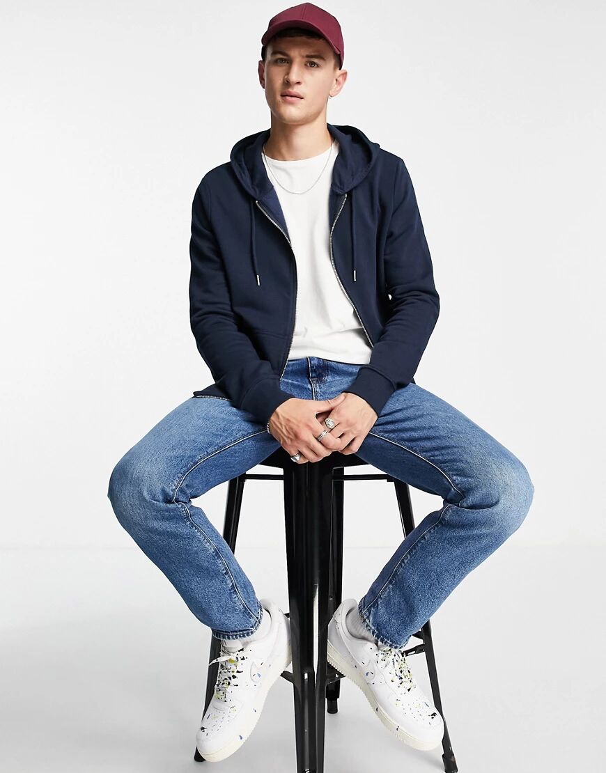 New Look zip through hoodie in navy  Navy