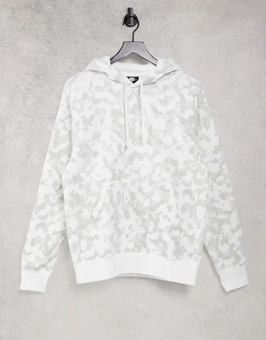 Nike Club hoodie in white camo print  White