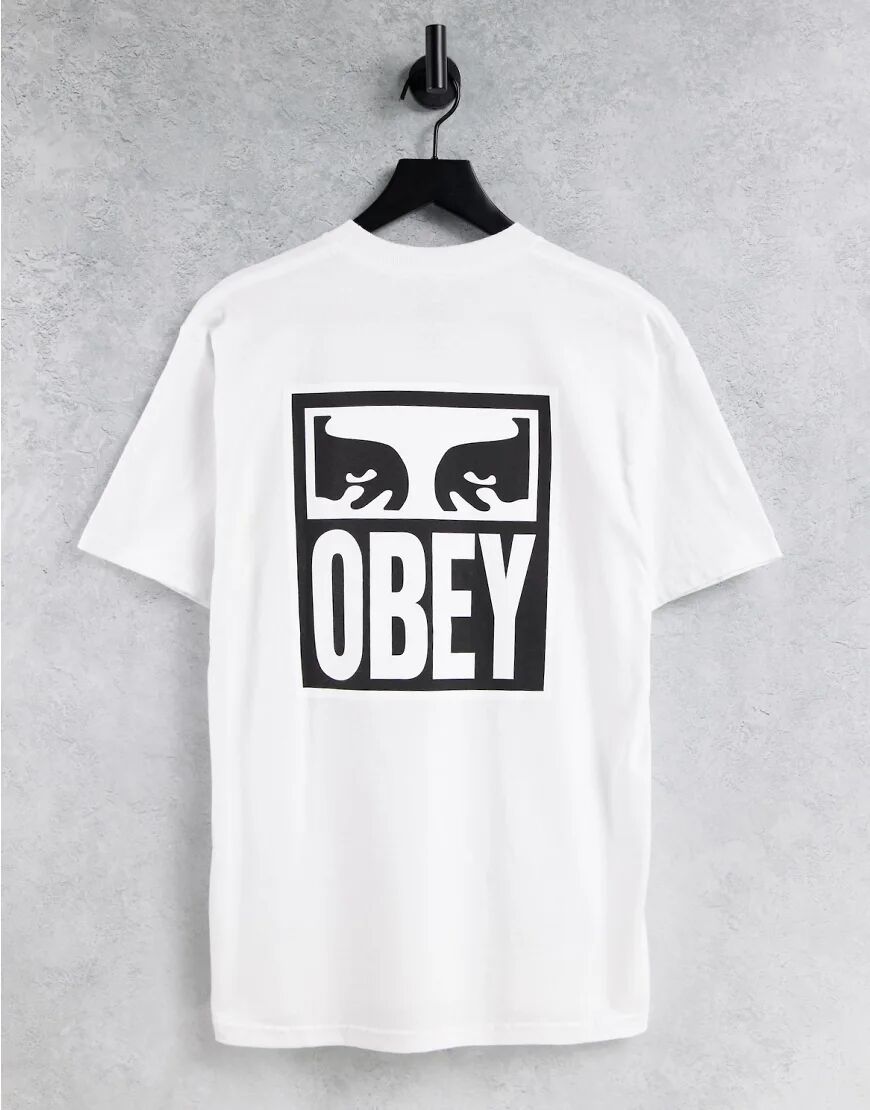 Obey icon eyes back print t-shirt in white  White