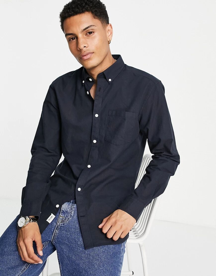 Only & Sons oxford shirt with button down collar in navy  Navy
