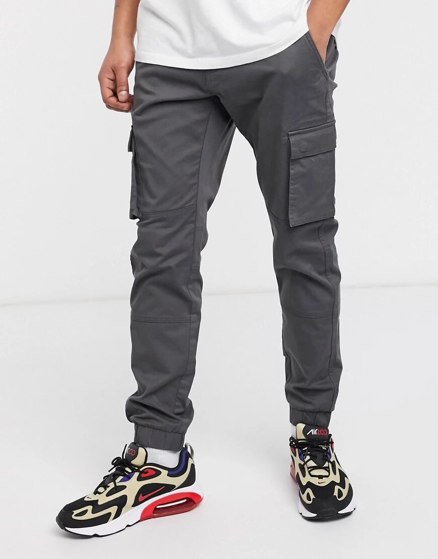 Only & Sons slim fit cargo with cuffed bottom in grey  Grey