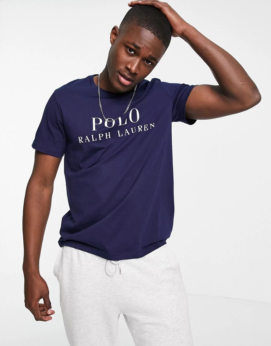 Polo Ralph Lauren lounge t-shirt in navy with chest text logo  Navy