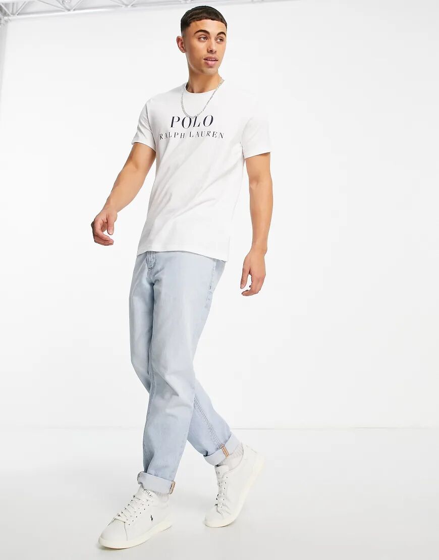 Polo Ralph Lauren lounge t-shirt with text chest logo in white  White