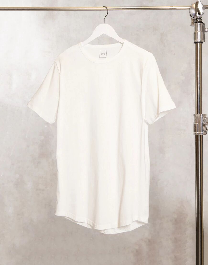 River Island curve hem longline t-shirt in white  White