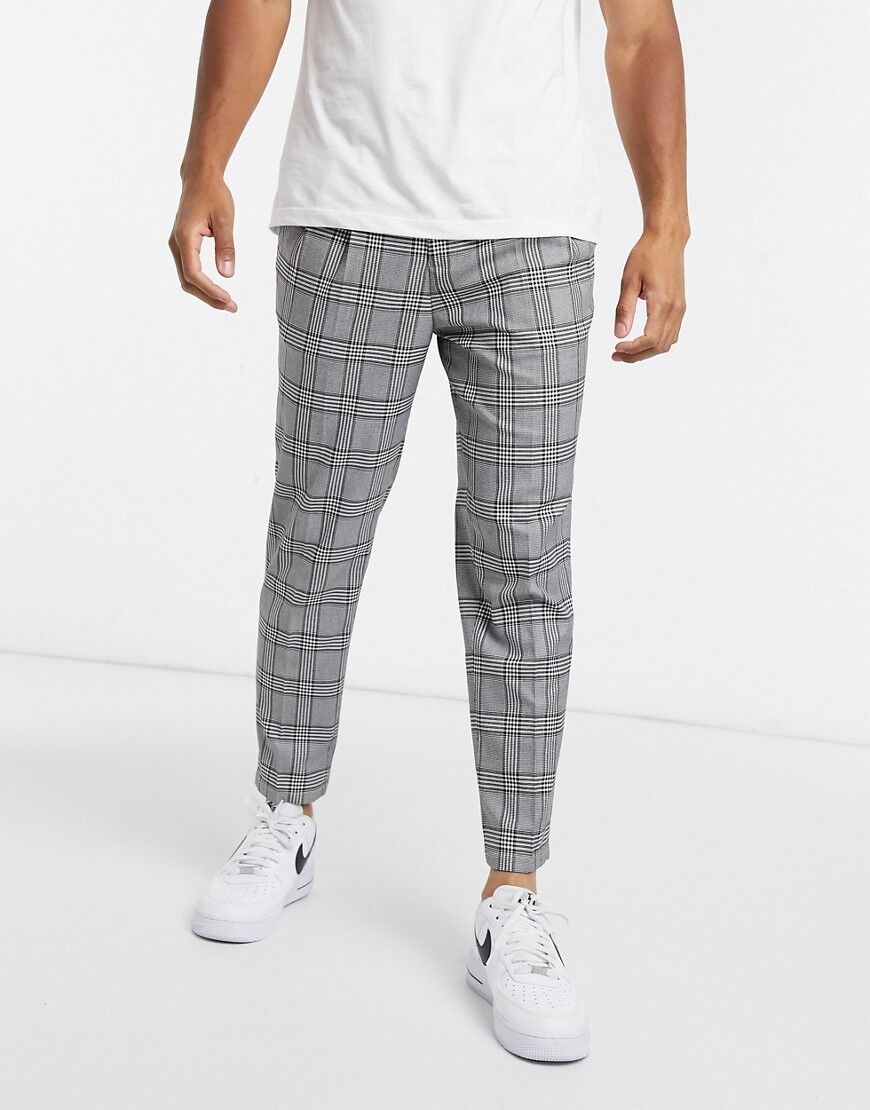 River Island pleated smart trousers in grey check  Grey