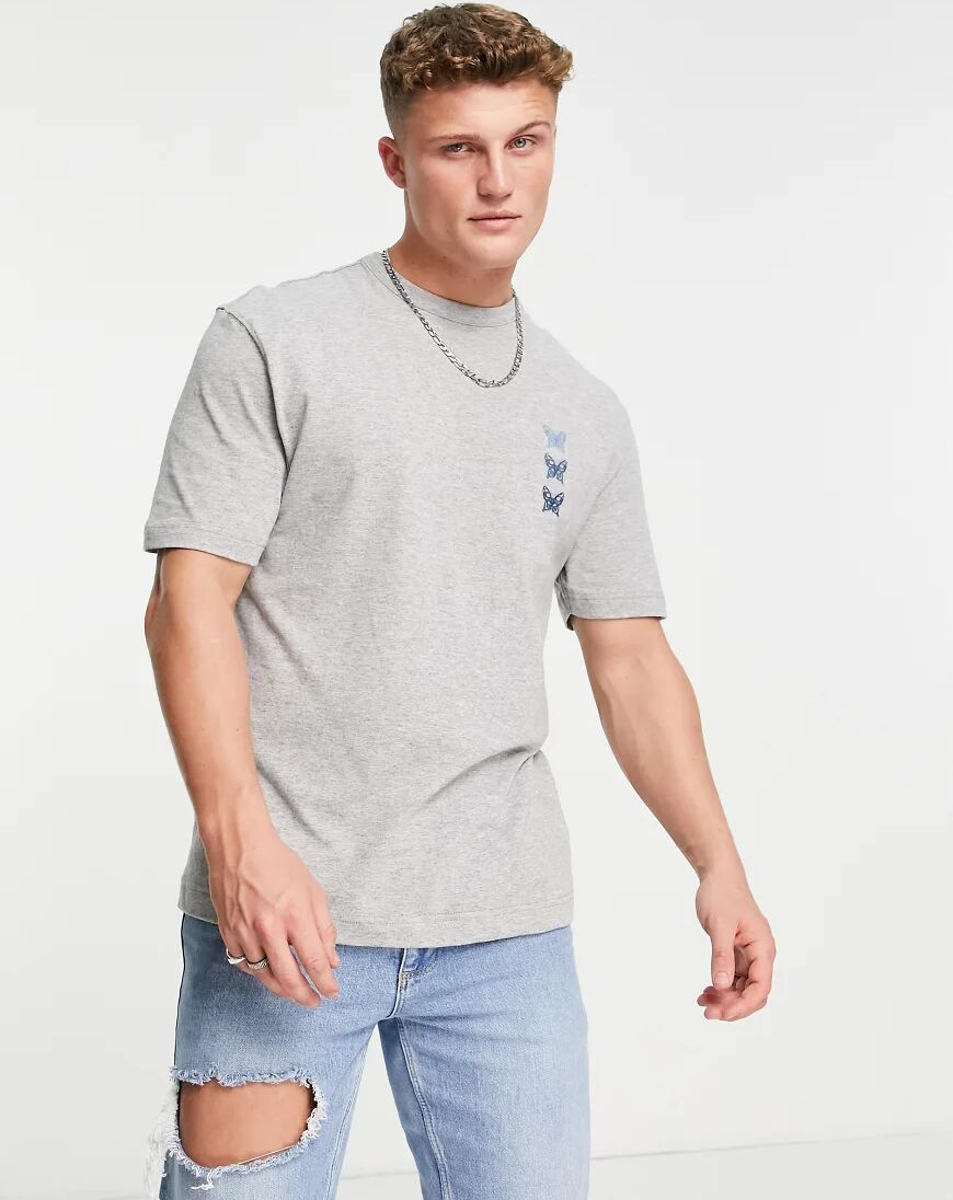 River Island t-shirt with icon embroidery in grey  Grey