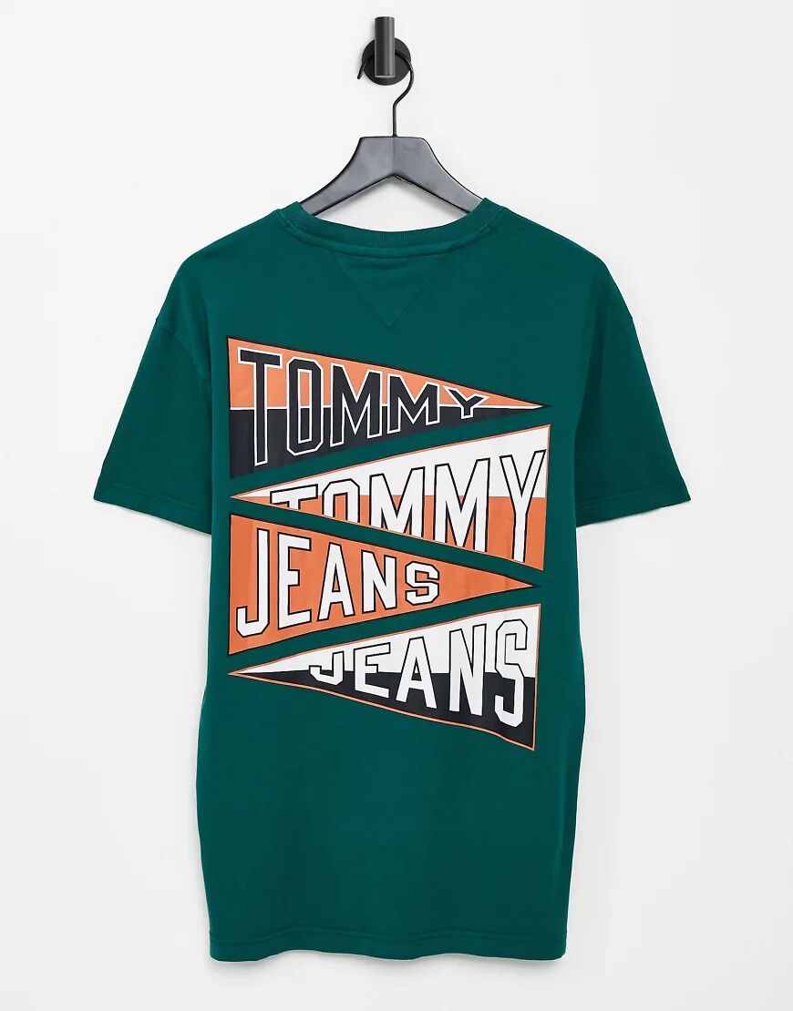 Tommy Jeans repeat college flag logo back print t-shirt in green  Green