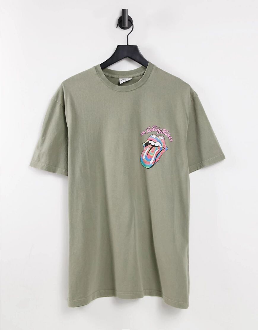 Topman oversized t-shirt with Rolling Stones print in grey  Grey