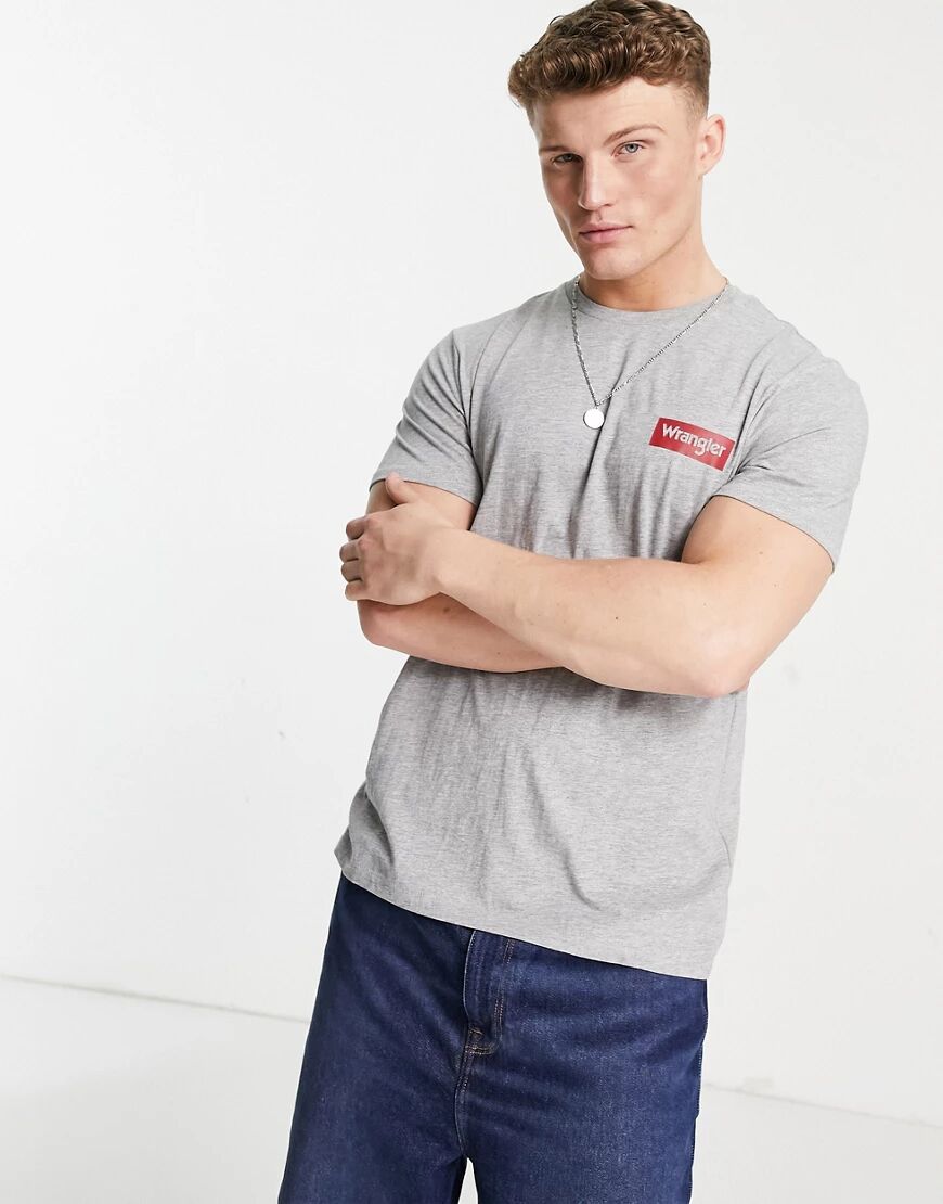 Wrangler block logo short sleeve t-shirt in grey  Grey