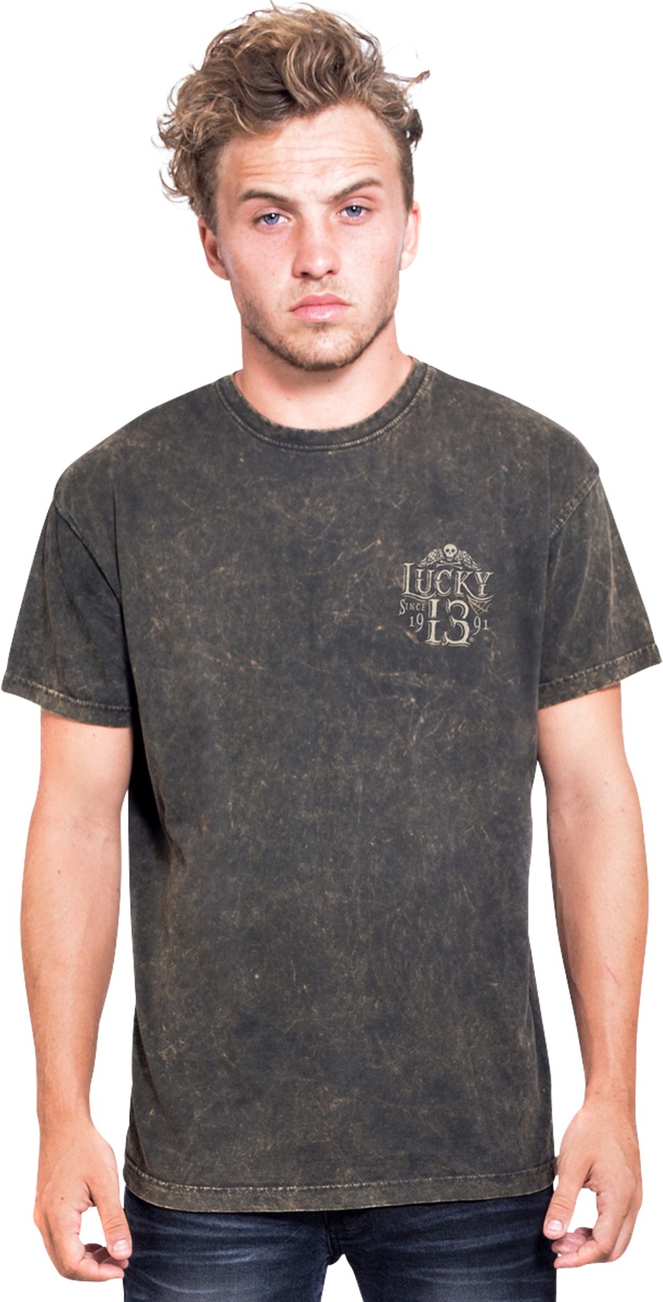 Lucky 13 T-Skjorte Lucky 13 Dead Skull Washed Brun