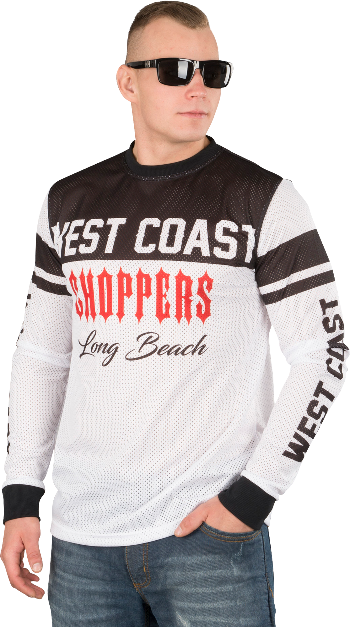 West Coast Choppers T-Skjorte West Coast Choppers OG Mesh Jersey Hvit-Rød