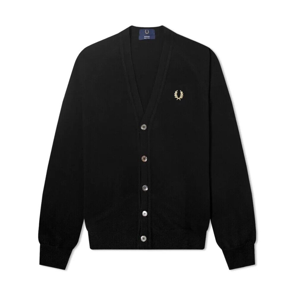Fred Perry Nyutgivelser Lambswool Cardigan Sort Male