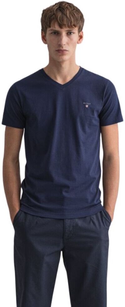 Gant Original Slim V-Neck Overdeler T-shirt Blå Male