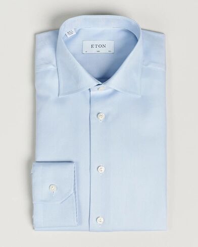 Eton Slim Fit Textured Twill Shirt Blue