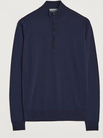 John Smedley Barrow Extra Fine Merino Half Zip Midnight