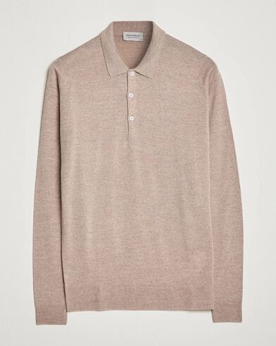 John Smedley Belper Extra Fine Merino Polo Pullover Soft Fawn