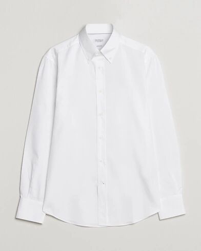 Brunello Cucinelli Slim Fit Twill Button Down Shirt White