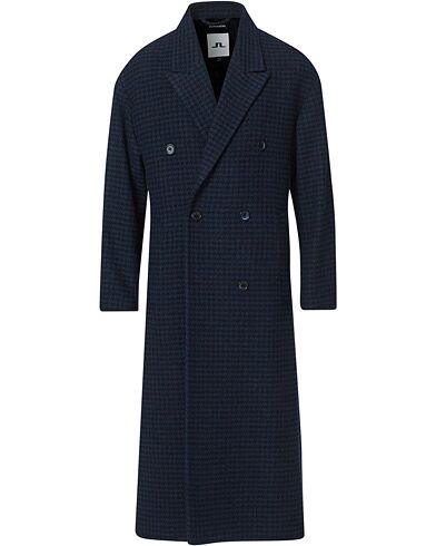 J.Lindeberg Willy Double Breasted Houndstooth Coat Navy