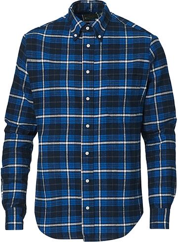 Gitman Vintage Button Down Checked Flannel Shirt Navy