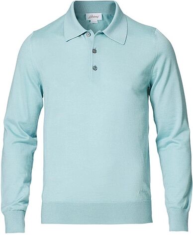 Brioni Cashmere/Silk Knitted Polo Aqua