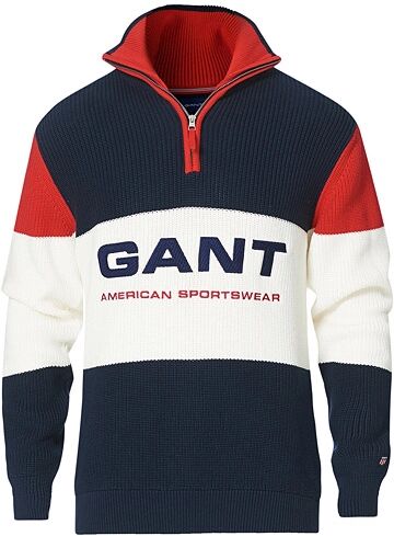 GANT Stripe Graphic Half Zip Sweater Marine