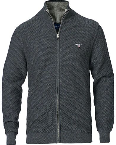 GANT Triangle Texture Full Zip Sweater Antracit Melange