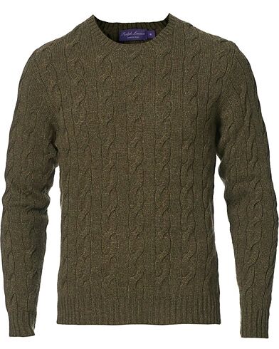 Ralph Lauren Purple Label Cashmere Cable Crew Neck Sweater Inverness L