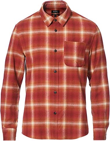 A.P.C. Trek Flannel Overshirt Red Check