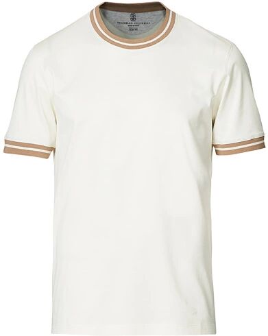 Brunello Cucinelli Contrast Collar T-Shirt White/Beige