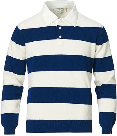 Mackintosh Knitted Wool Rugby Sweater Blue/White