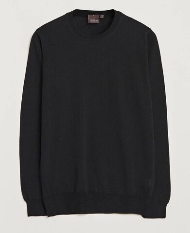 Oscar Jacobson Custer Extra Fine Merino Crew Neck Black