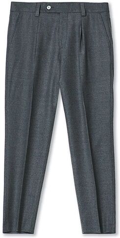 Boss Perin Wool Flannel Pleated Trousers Medium Grey