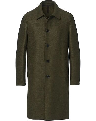 Harris Wharf London Pressed Wool Mac Coat Moss Green