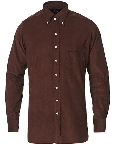 Drake's Button Down Corduroy Shirt Chocolate