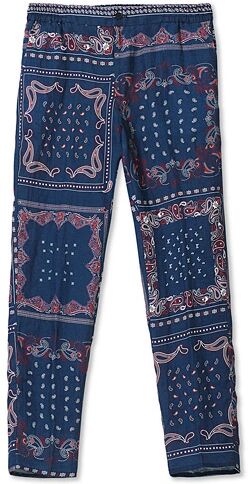 Etro Printed Linen Summer Trousers Navy