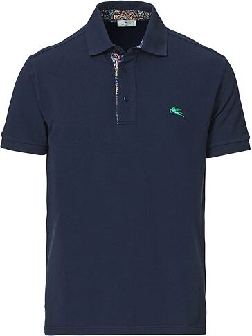 Etro Short Sleeve Contrast Paisley Polo Navy