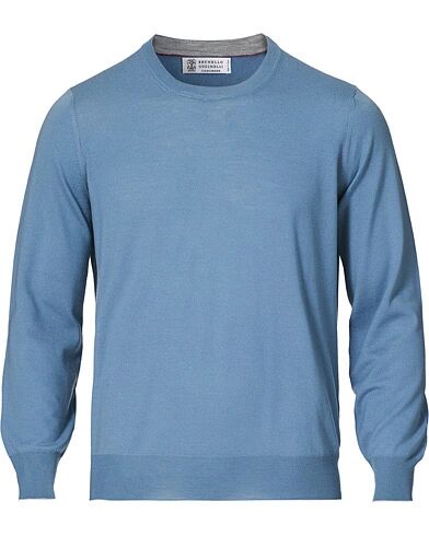 Brunello Cucinelli Cashmere/Wool Crew Neck Sweater Indigo Blue