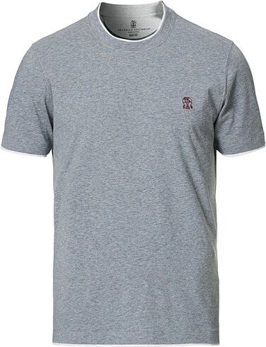 Brunello Cucinelli Short Sleeve Logo T-Shirt Grey Melange