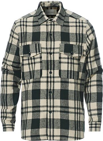 A Day's March Cardiff Checked Flannel Shirt Off White/Seaweed