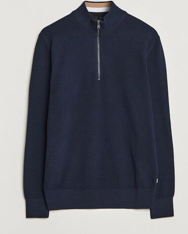 Boss Ebrando Knitted Half-Zip Sweater Dark Blue