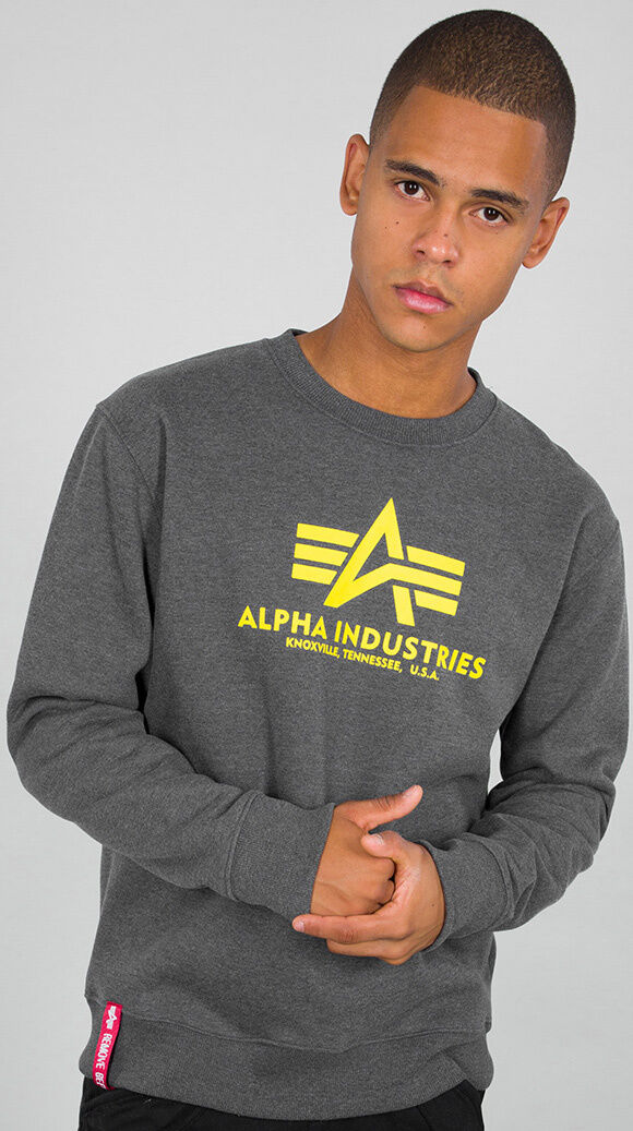 Alpha Industries Basic Sweatshirt S Grå Gul