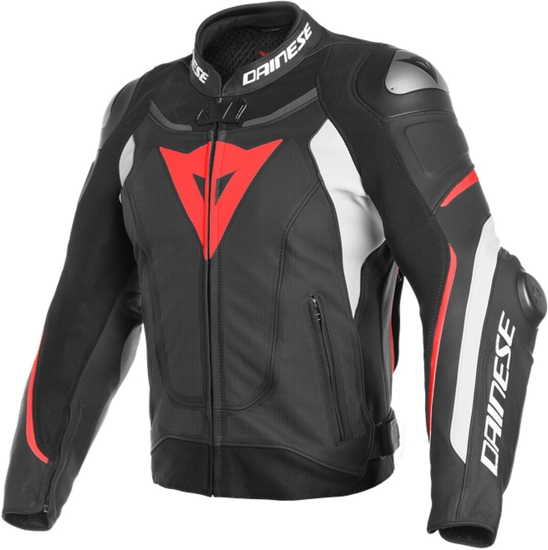 Dainese Super Speed 3 Perforert motorsykkel skinnjakke 62 Svart Hvit Rød