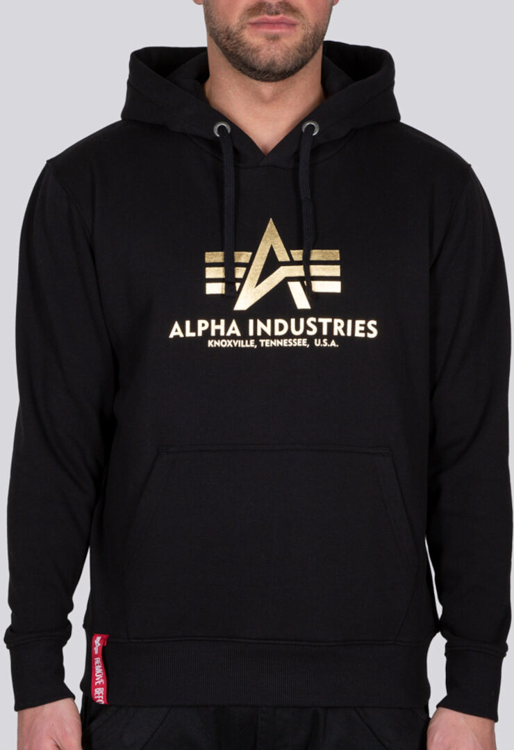 Alpha Industries Basic Foil Print Hettegenser M Svart Gull